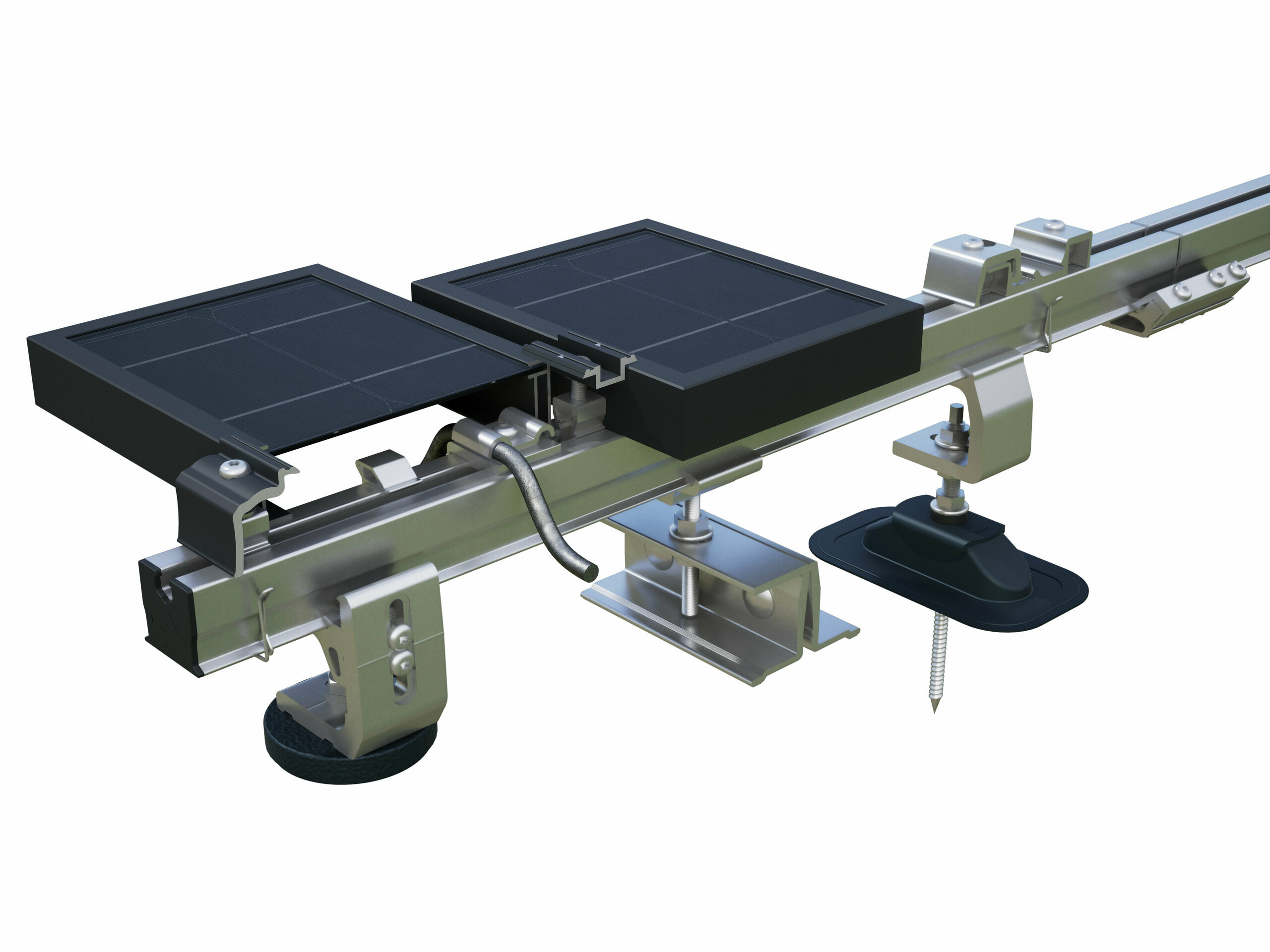 Profilový nosník PREFA na montáž fotovoltaických zariadení na strechy PREFA s solárnymi držiakmi PREVARIO 3.S, PREVARIO PREFALZ a PREVARIO Sunny.